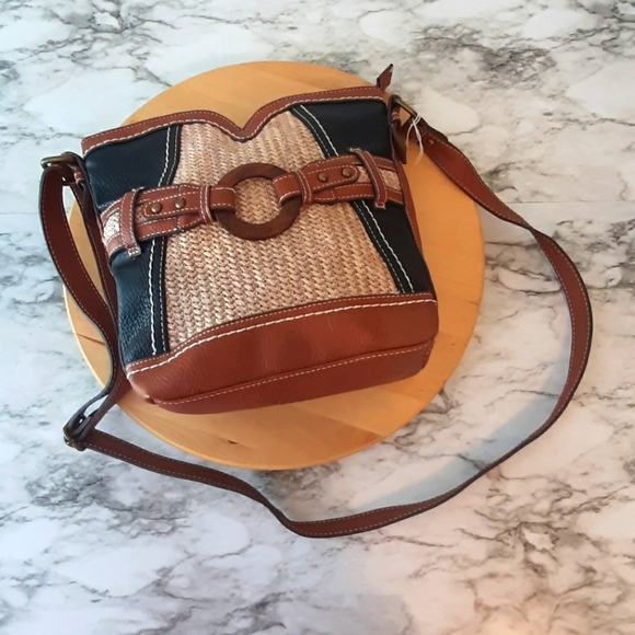 b.o.c. Handbags - B.O.C. bohoiam crossbody wicker leather bag